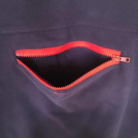 Fila Half-Zip Fleece Sweater Navy Blue/Red Orange Large - Picture 4 of 5